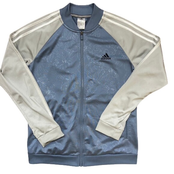 Adidas Floral Blue Gray Track Running Lightweight Jacket Women's Size Medium - Picture 8 of 8